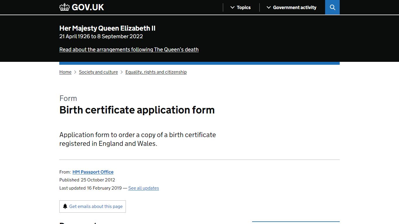 Birth certificate application form - GOV.UK